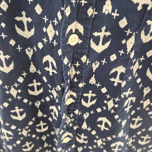 Obey Propaganda Navy Anchor 100% Cotton Short Sleeved Button Down Medium - Picture 6 of 12